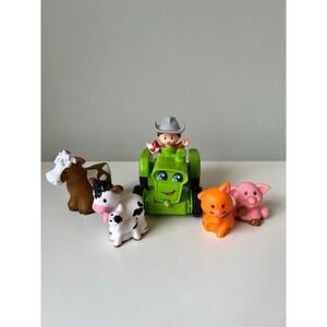 Fisher-Price Helpful Harvester Green Tractor Farmer, Orange Cat Farm Animals Set